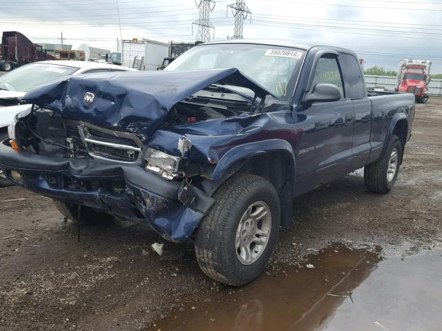 1B7GG32X22S620846 - 2002 DODGE DAKOTA SPO BLUE photo 2