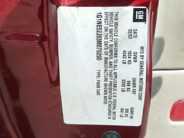 1G1NE52J83M679290 - 2003 CHEVROLET MALIBU LS 栗色 照片 10