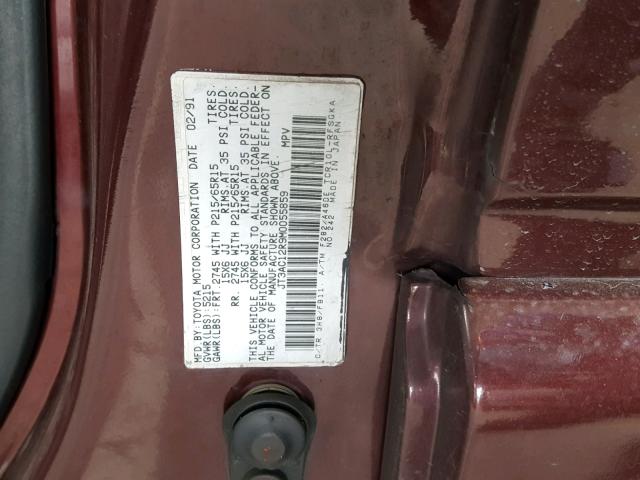 JT3AC12R9M0055859 - 1991 TOYOTA PREVIA LE BURGUNDY photo 10