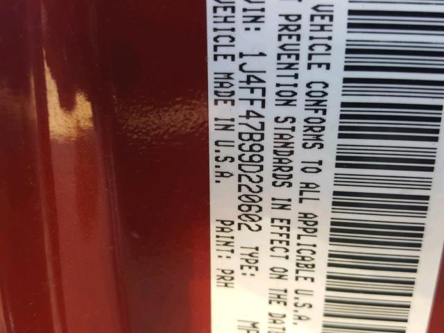 1J4FF47B99D220602 - 2009 JEEP COMPASS SP RED photo 10