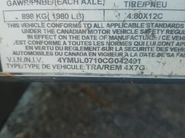 4YMUL0710CG042491 - 2012 UTILITY TRAILER BLACK photo 10