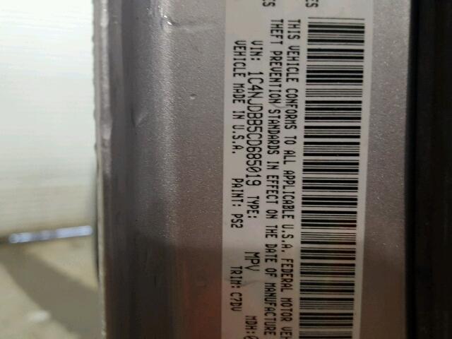 1C4NJDBB5CD685019 - 2012 JEEP COMPASS SP SILVER photo 10