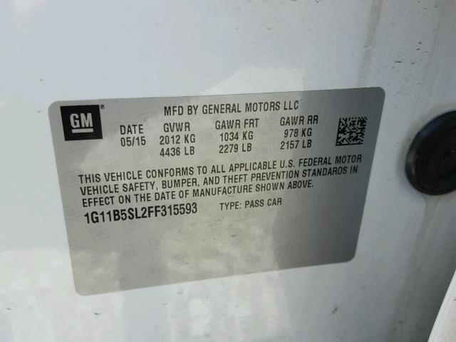 1G11B5SL2FF315593 - 2015 CHEVROLET MALIBU LS Ağ foto 10