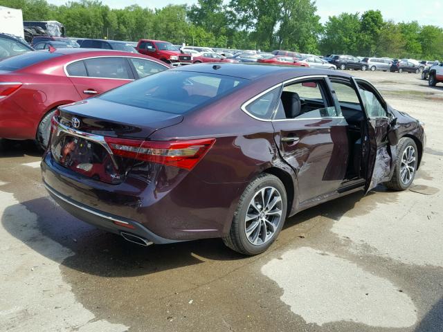 4T1BK1EB2JU282456 - 2018 TOYOTA AVALON XLE MAROON photo 4