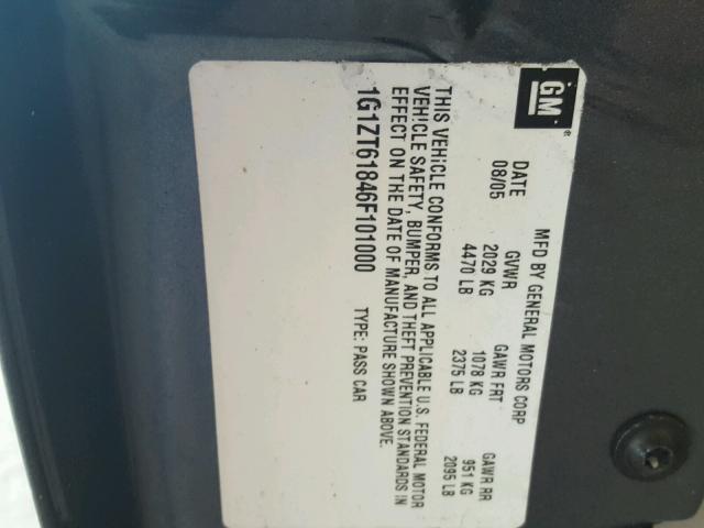 1G1ZT61846F101000 - 2006 CHEVROLET MALIBU MAX GREEN photo 10