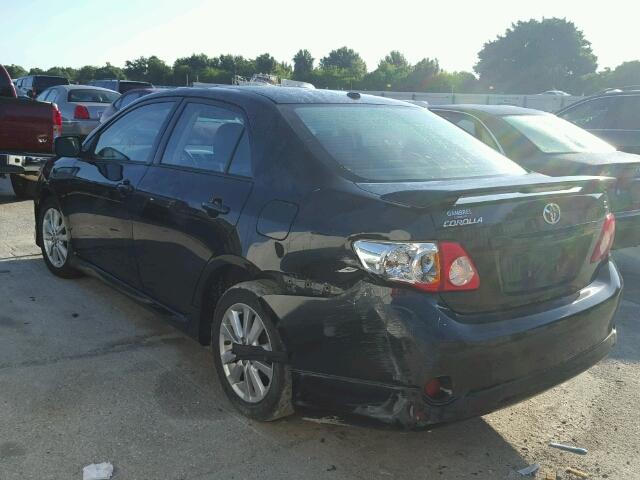 1NXBU4EE1AZ175078 - 2010 TOYOTA COROLLA BA BLACK photo 3