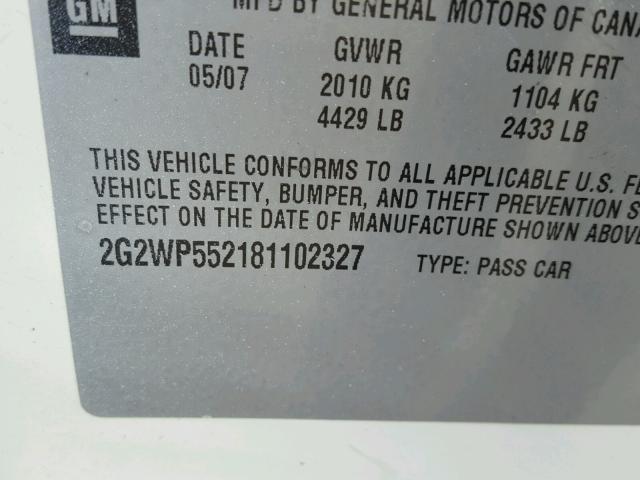 2G2WP552181102327 - 2008 PONTIAC GRAND PRIX WHITE photo 10