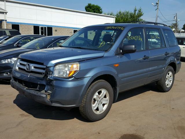 5FNYF28147B013288 - 2007 HONDA PILOT LX BLUE photo 2