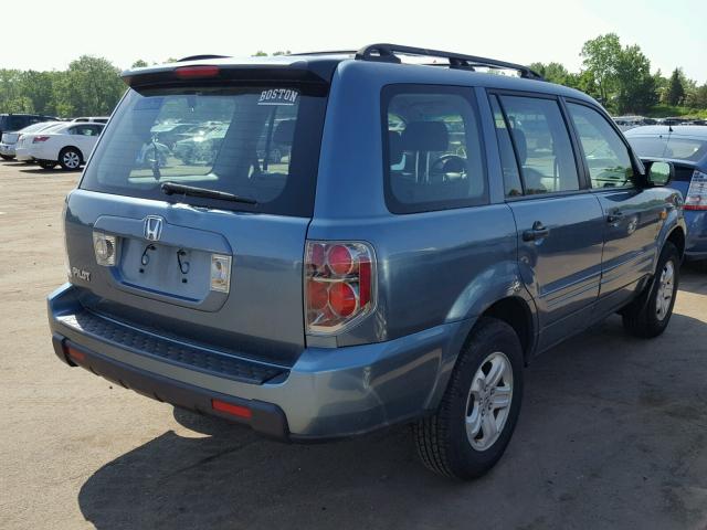 5FNYF28147B013288 - 2007 HONDA PILOT LX BLUE photo 4