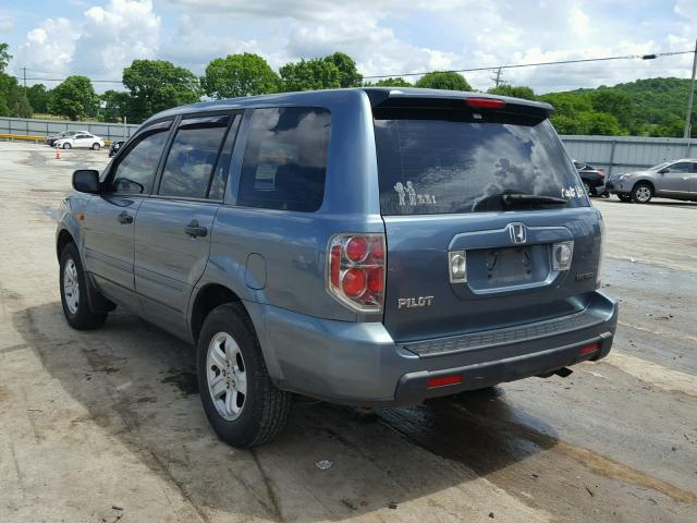 5FNYF28176B020802 - 2006 HONDA PILOT LX BLUE photo 3