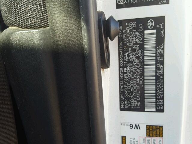 JTKDE177170164355 - 2007 TOYOTA SCION TC 白色 照片 10