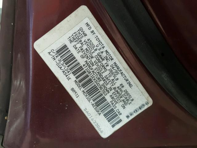 4T1GB11EXSU036763 - 1995 TOYOTA AVALON XLS RED photo 10