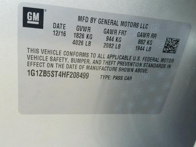 1G1ZB5ST4HF208499 - 2017 CHEVROLET MALIBU LS Күміс фото 10