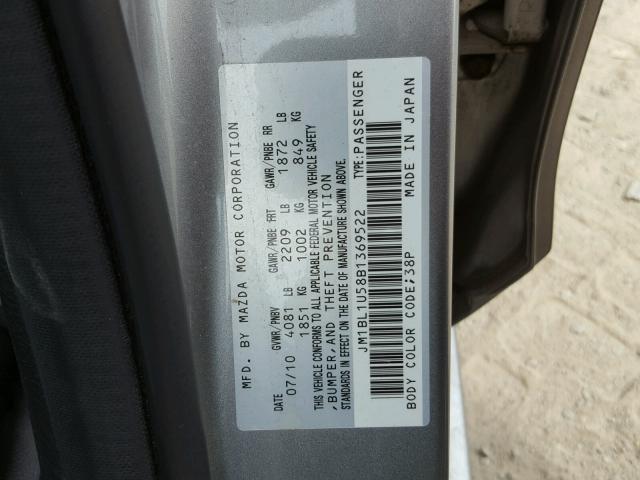 JM1BL1U58B1369522 - 2011 MAZDA 3 S SILVER photo 10