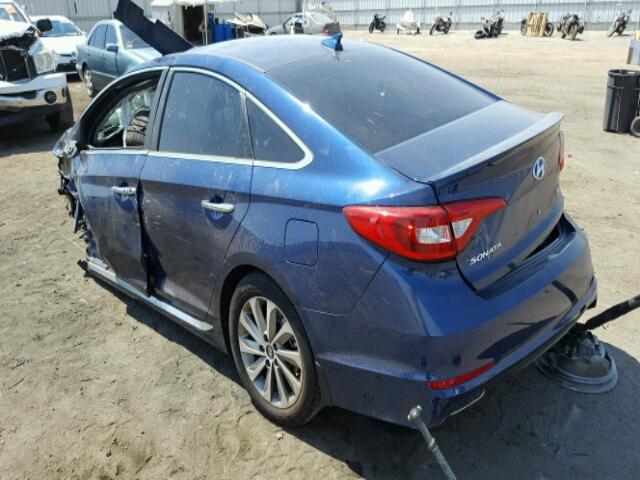 5NPE34AF0HH480210 - 2017 HYUNDAI SONATA SPO BLUE photo 3