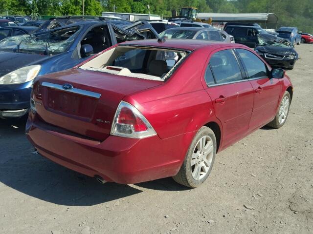 3FAHP08118R254121 - 2008 FORD FUSION SEL RED photo 4