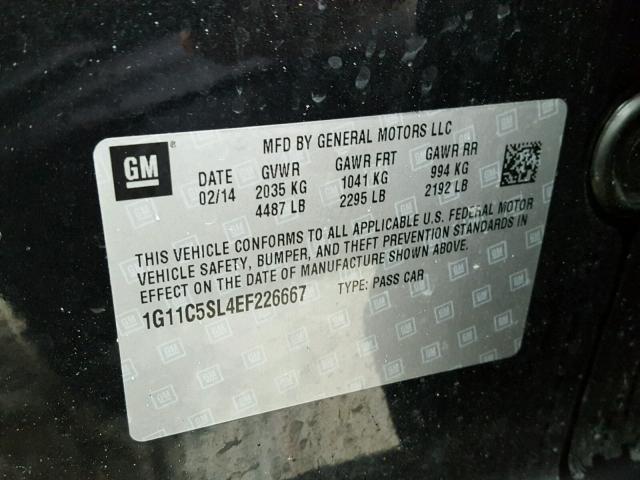 1G11C5SL4EF226667 - 2014 CHEVROLET MALIBU 1LT 黑色 照片 10