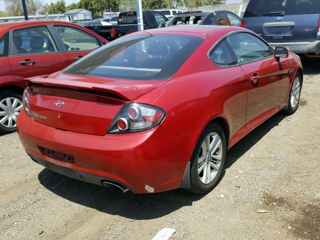 KMHHM66D87U252663 - 2007 HYUNDAI TIBURON GS RED photo 4