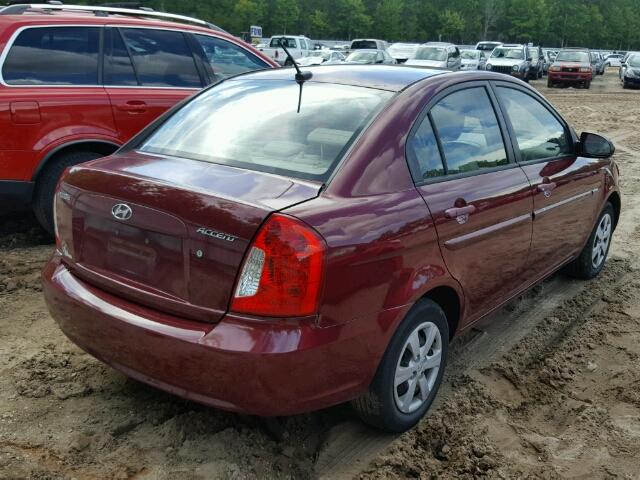 KMHCN46C48U277242 - 2008 HYUNDAI ACCENT GLS RED photo 4