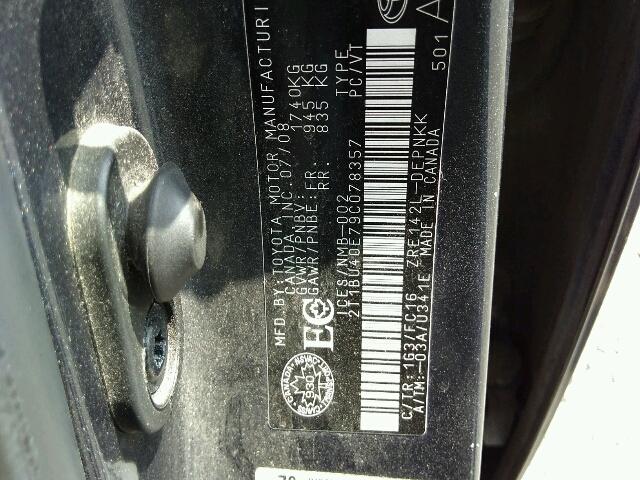 2T1BU40E79C078357 - 2009 TOYOTA COROLLA BA GRAY photo 10