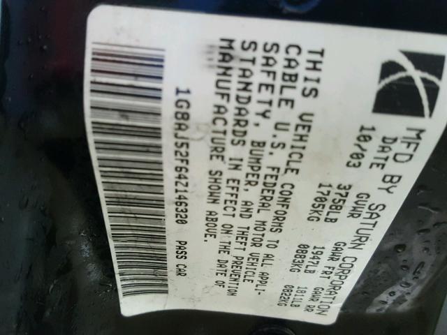 1G8AJ52F64Z146320 - 2004 SATURN ION LEVEL BLUE photo 10