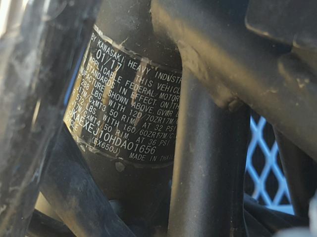 JKAEXEJ10HDA01656 - 2017 KAWASAKI EX650 J თეთრი ფოტო 10