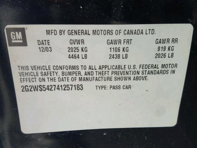 2G2WS542741257183 - 2004 PONTIAC GRAND PRIX შავი ფოტო 10