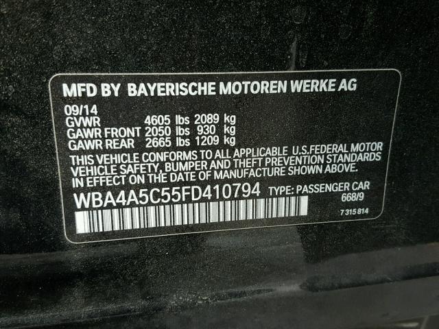 WBA4A5C55FD410794 - 2015 BMW 428 I BLACK photo 10