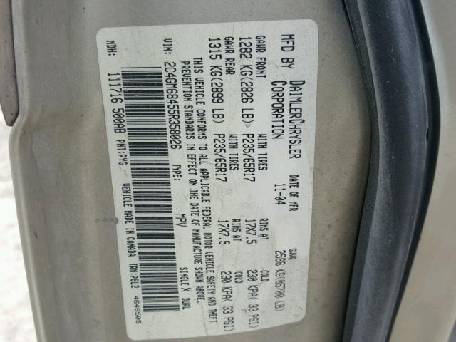 2C4GM68455R358026 - 2005 CHRYSLER PACIFICA T GOLD photo 10