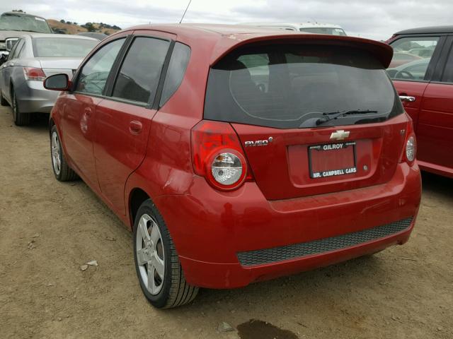 KL1TG66E99B324040 - 2009 CHEVROLET AVEO LT RED photo 3