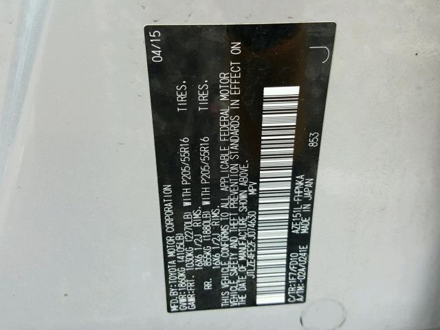 JTLZE4FE2FJ074630 - 2015 TOYOTA SCION XB 银色 照片 10