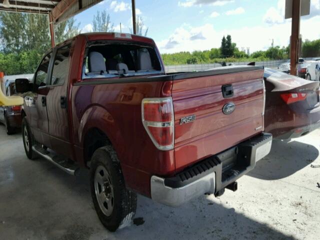 1FTFW1CF2DFD15660 - 2013 FORD F150 BURGUNDY photo 3