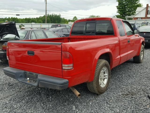 1D7GL12K74S727713 - 2004 DODGE DAKOTA SXT RED photo 4