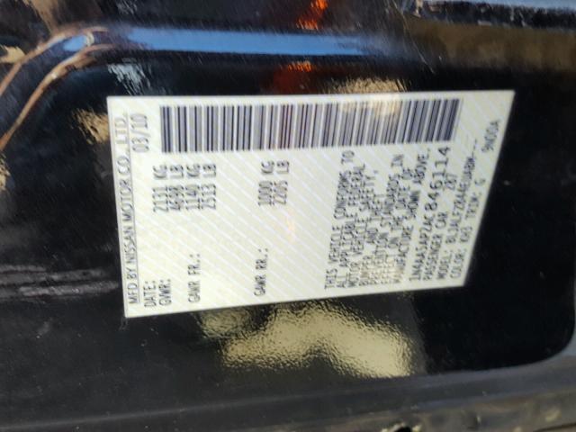 1N4AA5AP2AC846114 - 2010 NISSAN MAXIMA S BLACK photo 10