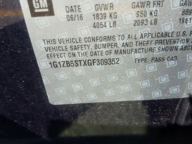 1G1ZB5STXGF309352 - 2016 CHEVROLET MALIBU LS Көк фото 10