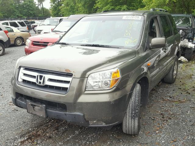 5FNYF18516B011607 - 2006 HONDA PILOT EX GREEN photo 2