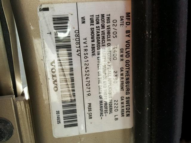 YV1RS612452470719 - 2005 VOLVO S60 Brązowy zdjęcie 10