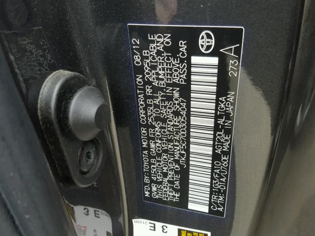 JTKJF5C70D3054047 - 2013 TOYOTA SCION TC 石墨色 照片 10