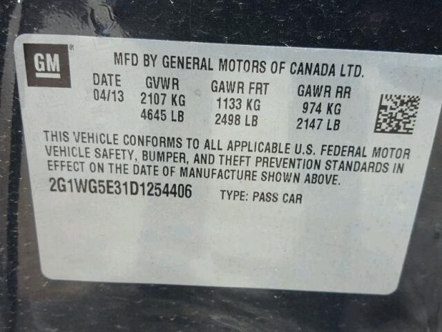 2G1WG5E31D1254406 - 2013 CHEVROLET IMPALA LT Մոխրագույն լուսանկար 10