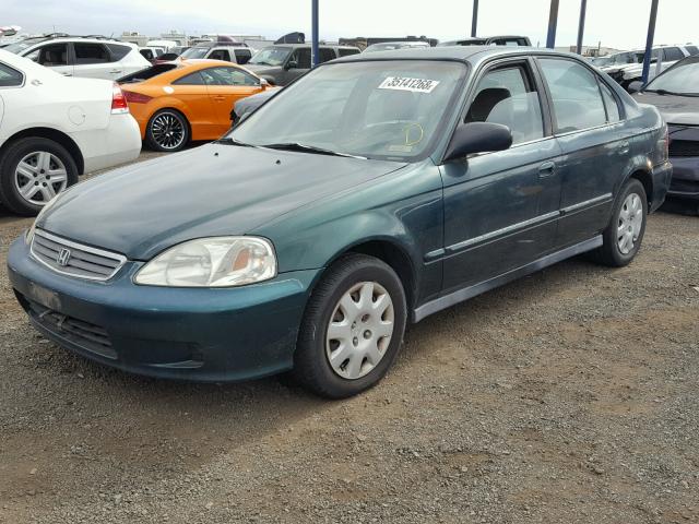 2HGEJ6615YH570963 - 2000 HONDA CIVIC BASE GREEN photo 2