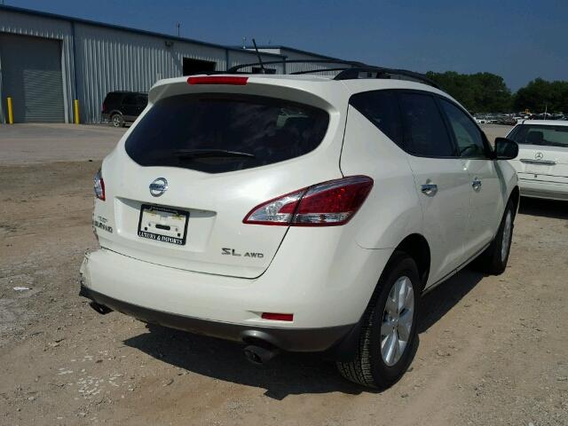 JN8AZ1MW0BW166585 - 2011 NISSAN MURANO S WHITE photo 4