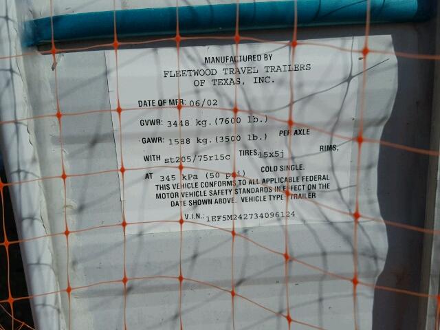 1EF5M242734096124 - 2003 FLEETWOOD RV WHITE photo 10