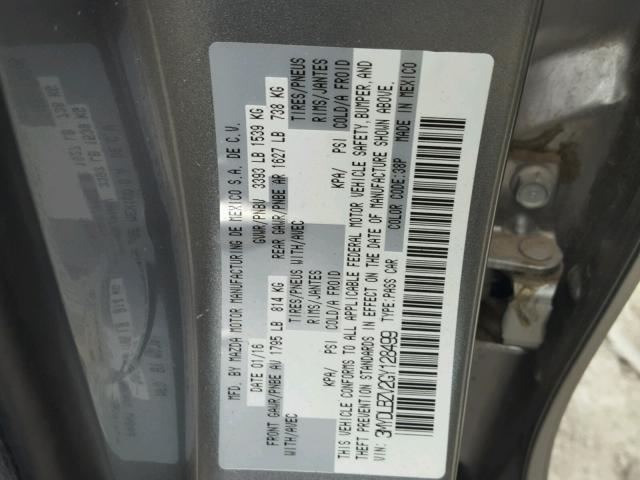 3MYDLBZV2GY128499 - 2016 TOYOTA SCION IA SILVER photo 10