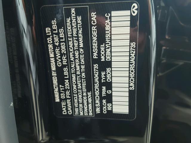 SJKCH5CR5JA042735 - 2018 INFINITI QX30 BASE BLACK photo 10