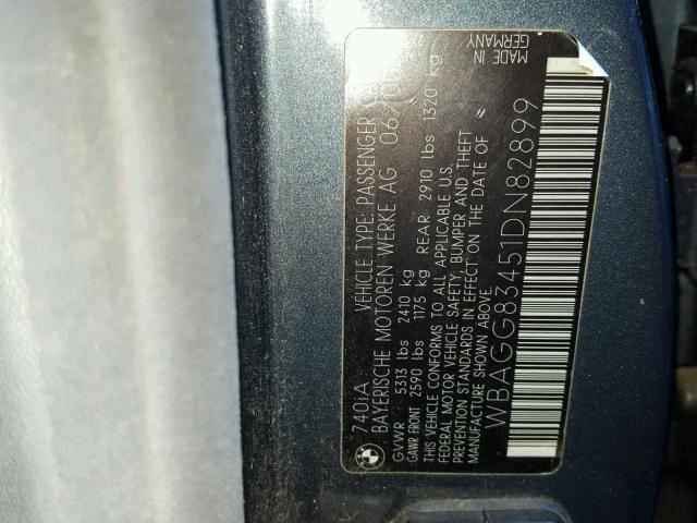 WBAGG83451DN82899 - 2001 BMW 740 I AUTO GRAY photo 10