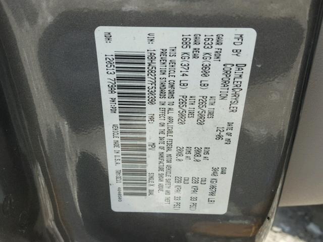 1A8HW58277F530390 - 2007 CHRYSLER ASPEN LIMI SILVER photo 10
