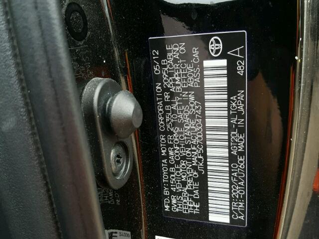 JTKJF5C70D3047437 - 2013 TOYOTA SCION TC 黑色 照片 10