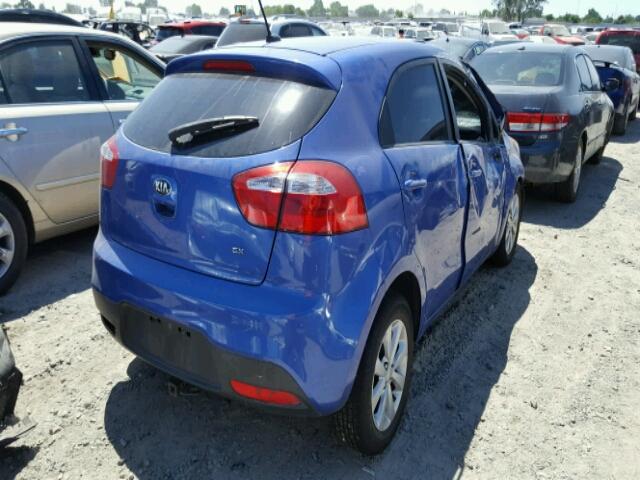 KNADN5A36D6195238 - 2013 KIA RIO EX/SX BLUE photo 4