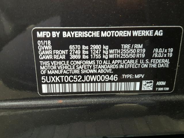 5UXKT0C52J0W00946 - 2018 BMW X5 XDR40E Qara foto 10