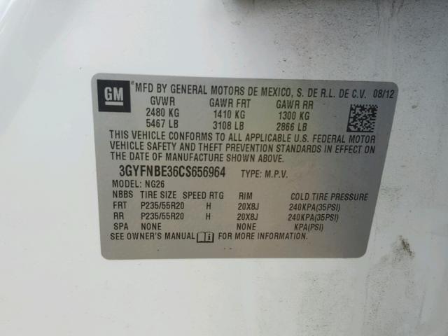 3GYFNBE36CS656964 - 2012 CADILLAC SRX PERFOR 白色 照片 10